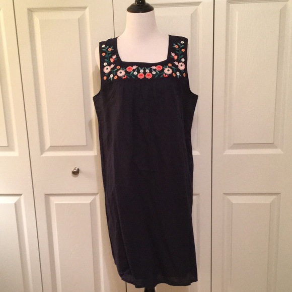 J. Crew Factory navy blue smock dress size M NWOT - Picture 2 of 7